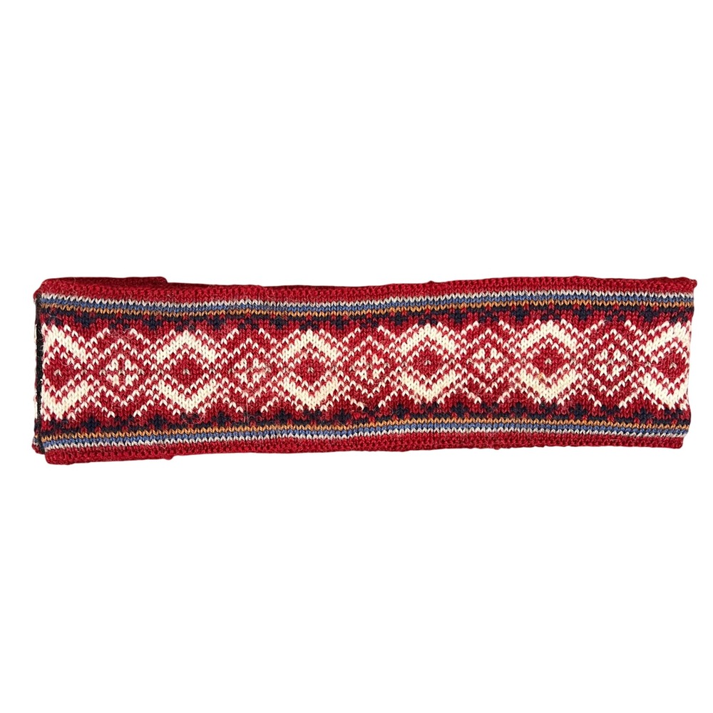 Dale of Norway Wool Headband Red Nordic Fair Isle Fleece Lined Adjustable